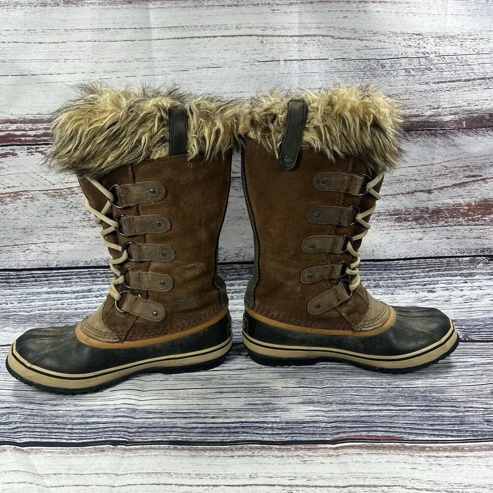 Sorel Joan Of Arctic Waterproof Brown Suede Tall Snow Boots Shoes Women’s Size 7